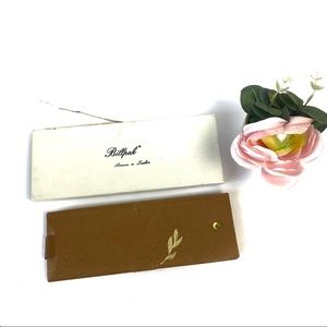 NWT Vintage Billpak Brown Leather Wallet Gold Leaf